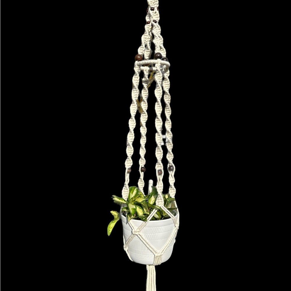 Hand made Macramé plant hanger.